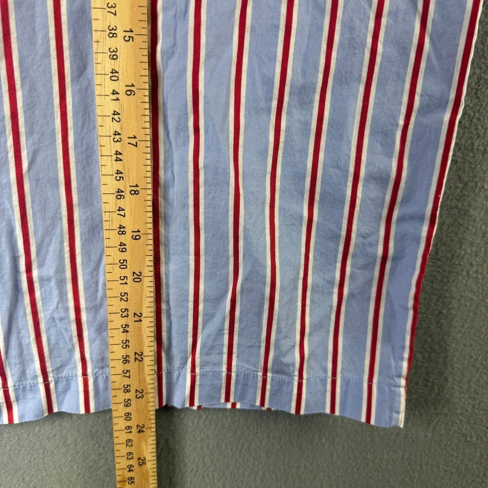 Sleepy‎ Jones Pajama Top XS Blue Red White Striped Cotton 3/4 Sleeve Button Down